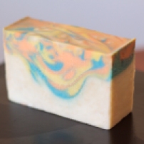 Orange, yellow, and blue Vibrance Micas from Nurture Soap Supplies.